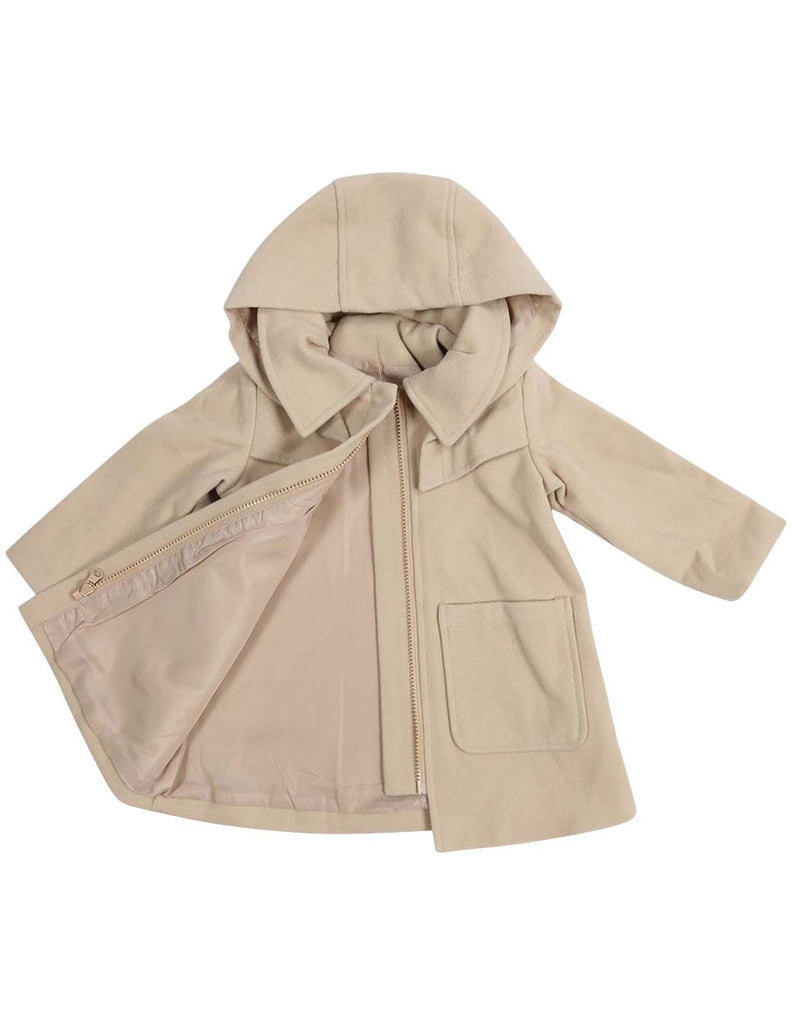 C13028B Vamos Vintage Girls Zip Lined Overcoat with Hood