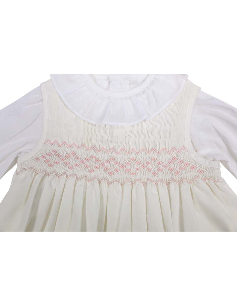 C13004I Timeless Hand Smocked/Embroidered Cotton Twill Dress & Blouse
