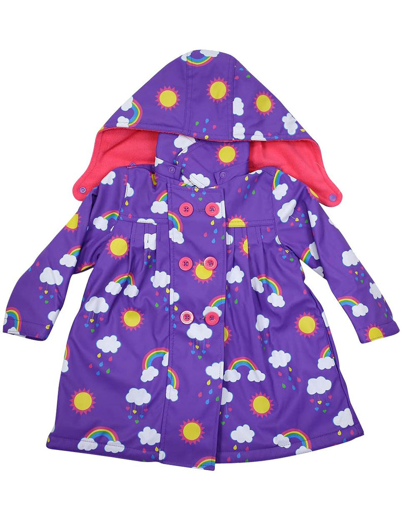 A1340V Rainwear Raincoat Rainbow Print Polar Fleece Lined