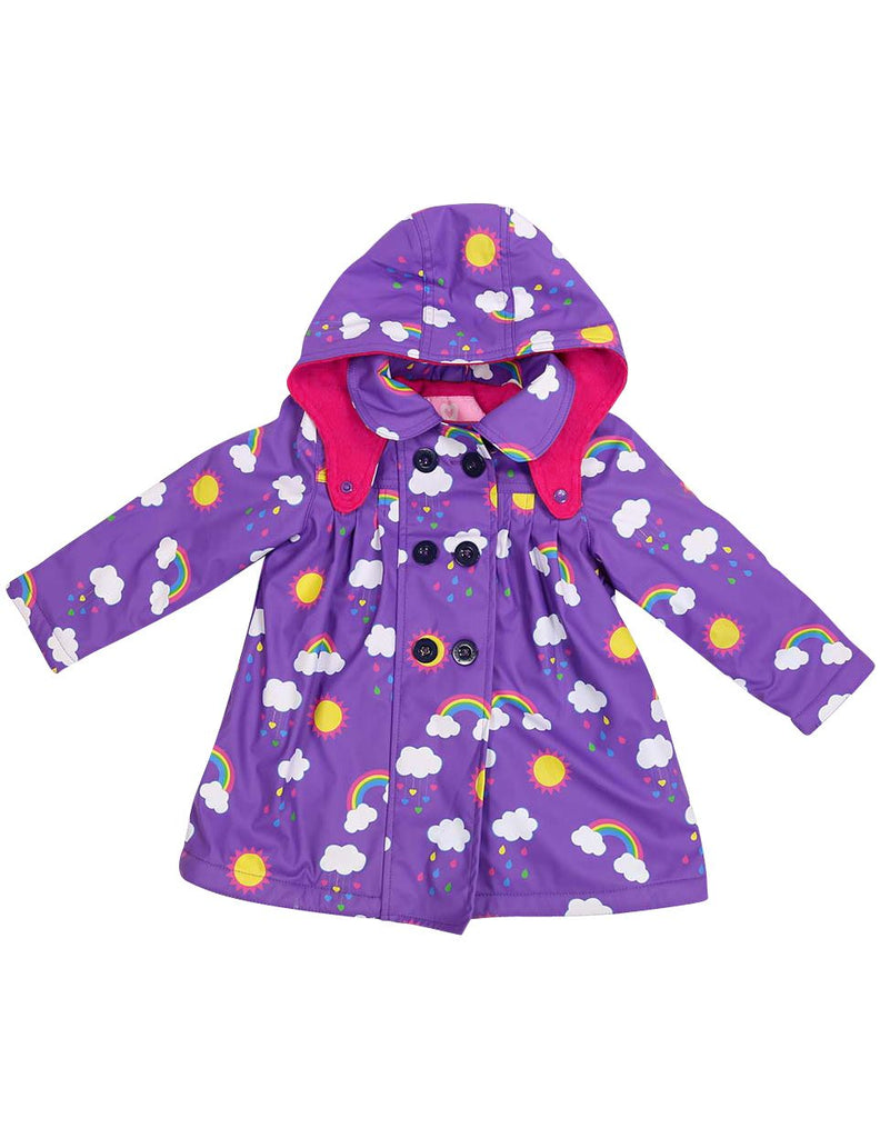 A1340V Rainwear Raincoat Rainbow Print Polar Fleece Lined