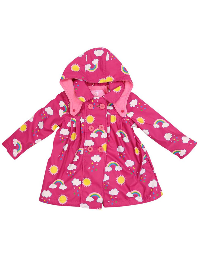 A1340P Rainwear Raincoat Rainbow Print Polar Fleece Lined