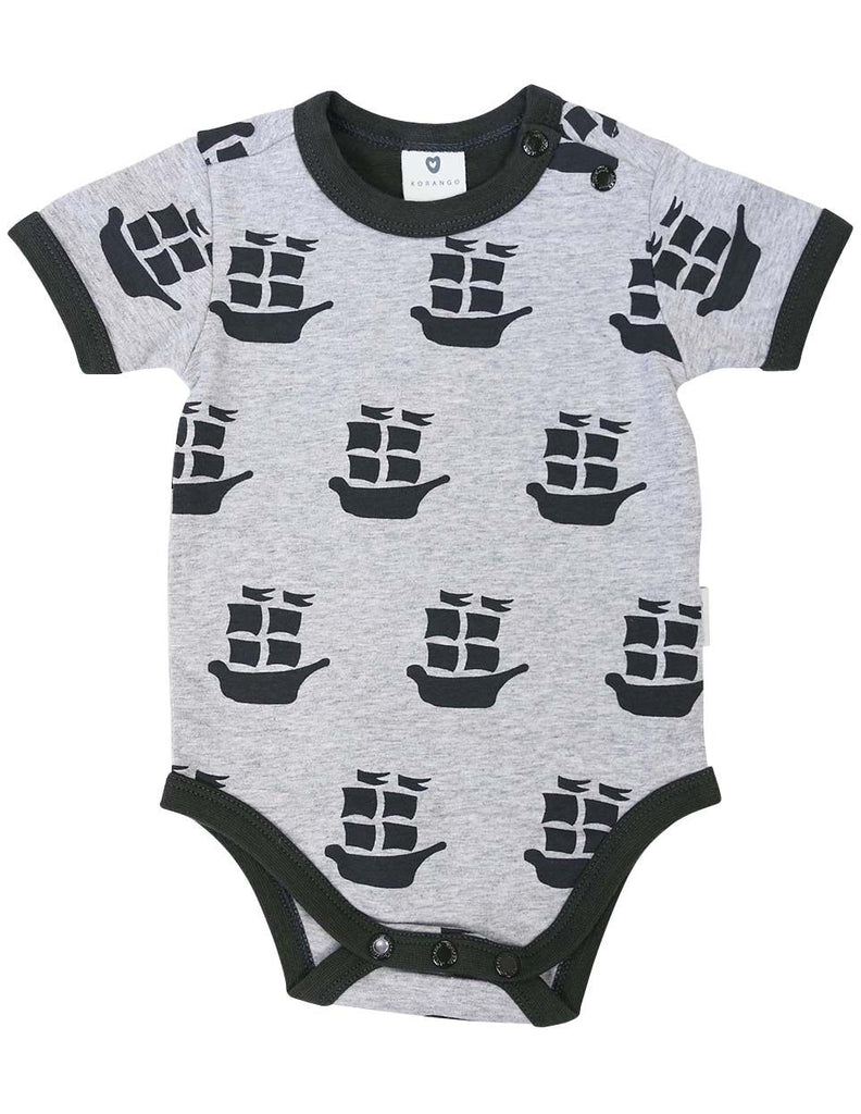 B1204C Pirate Ships Bodysuit-All In Ones-Korango_Australia-Kids_Fashion-Children's_Wear