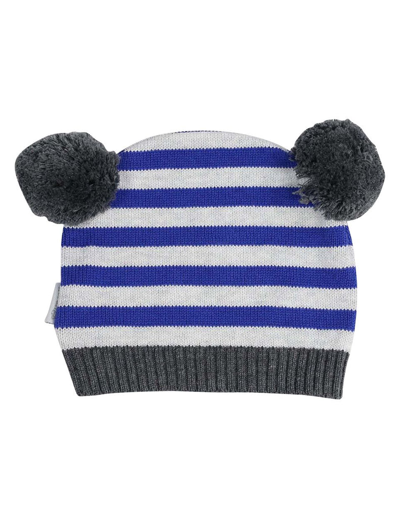 B13007B Little Tiger Stripe Knit Beanie with Pom Poms