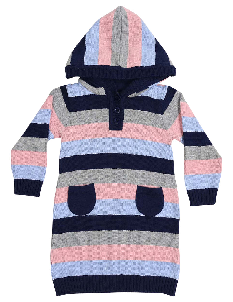 A1323P Clouds Stripe Hooded Knit Dress