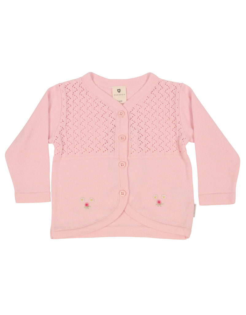 C9001 Rosettes Cardigan-Cardigan/Jackets/Sweaters-Korango_Australia-Kids_Fashion-Children's_Wear