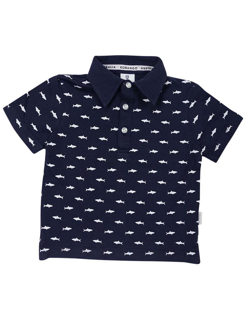 A1221N Shark Polo-Tops-Korango_Australia-Kids_Fashion-Children's_Wear