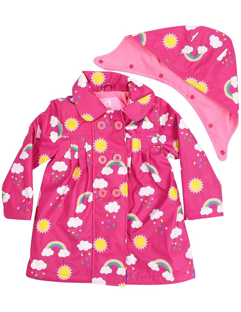 A1340P Rainwear Raincoat Rainbow Print Polar Fleece Lined
