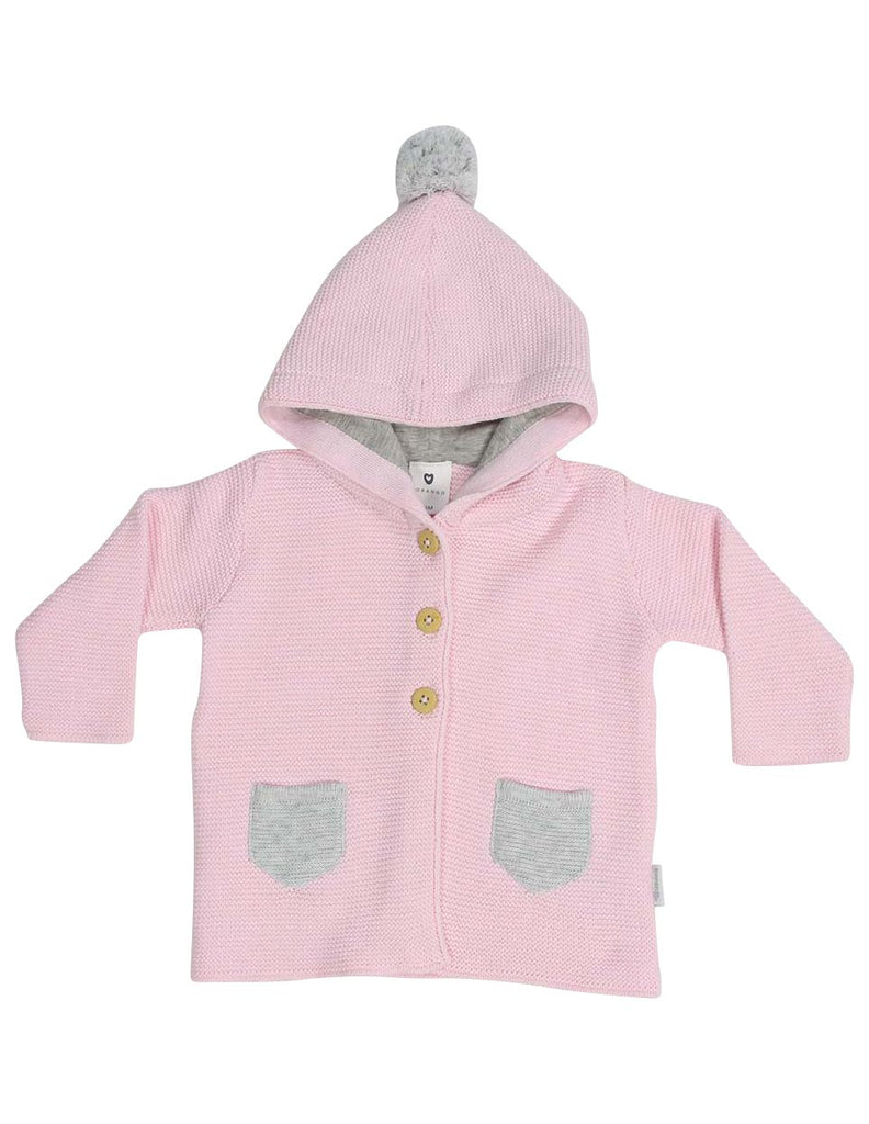 B13024P Baa Baa White Sheep Hooded Knit Jacket with Contrast Pocket