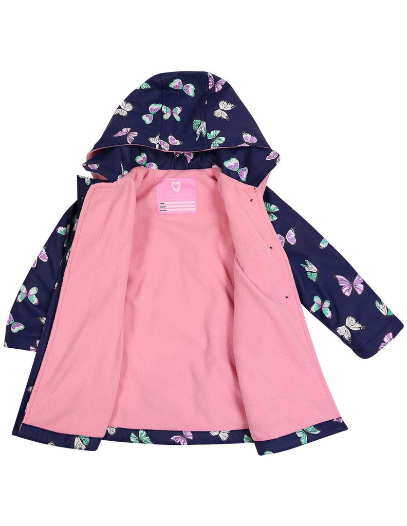 A1341N Rainwear Raincoat Butterfly Print Polar Fleece Lined