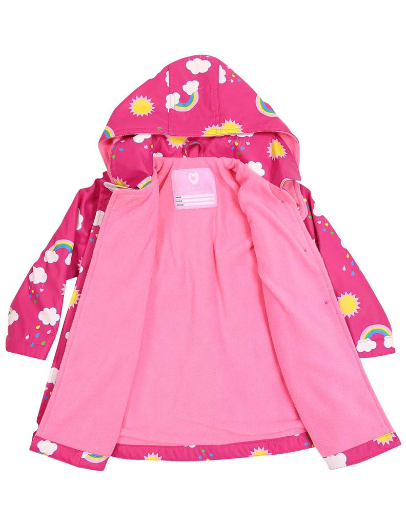 A1340P Rainwear Raincoat Rainbow Print Polar Fleece Lined