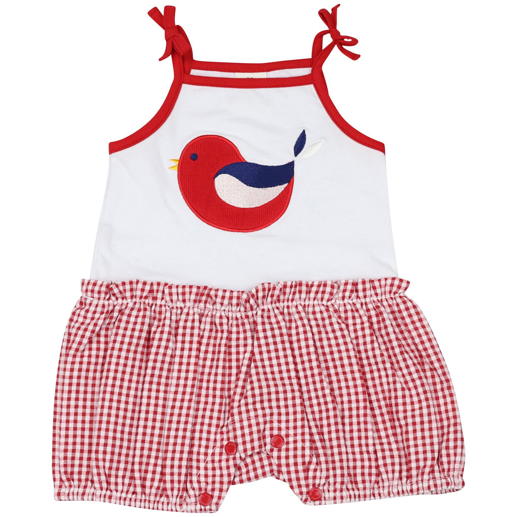 B1421R Chirpy Bird Playsuit with Applique
