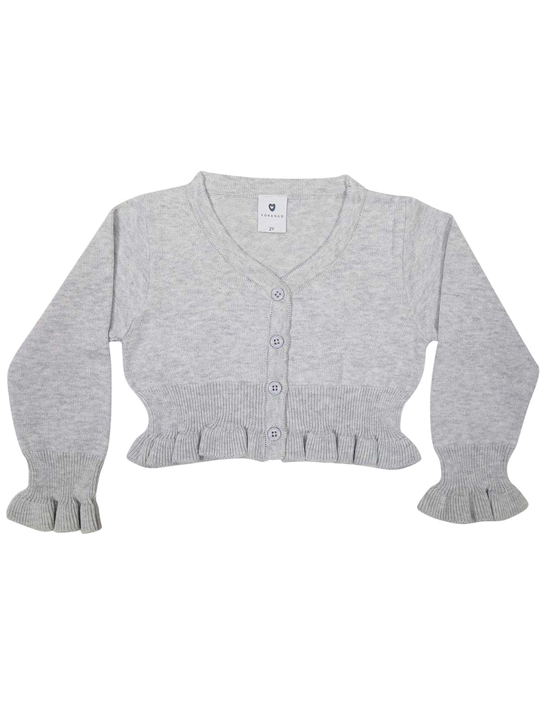 C1420G Grey Floral L/S Crop Cardigan