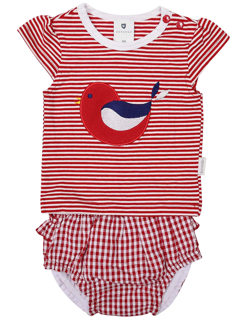 B1423R Chirpy Bird Tee & Frill Pant