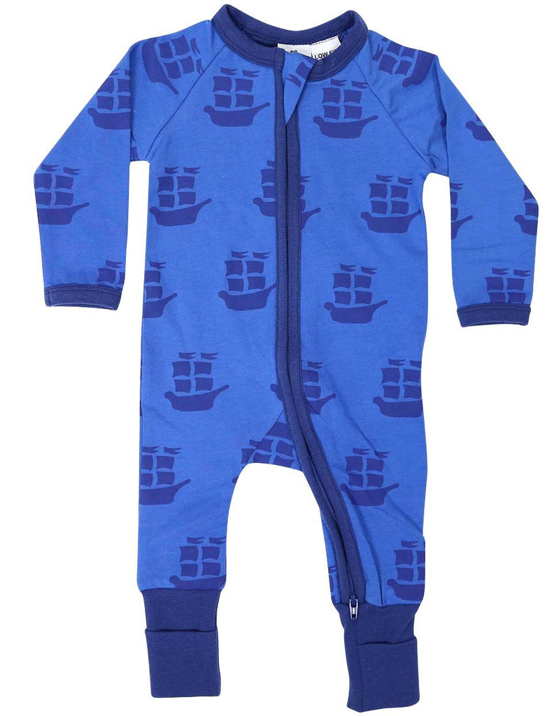 B1201B Pirate Ships Long Sleeve Romper-All In Ones-Korango_Australia-Kids_Fashion-Children's_Wear