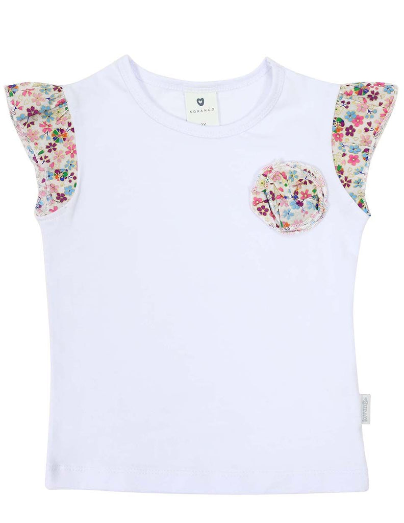 A1227P Floral Frill Top-Tops-Korango_Australia-Kids_Fashion-Children's_Wear