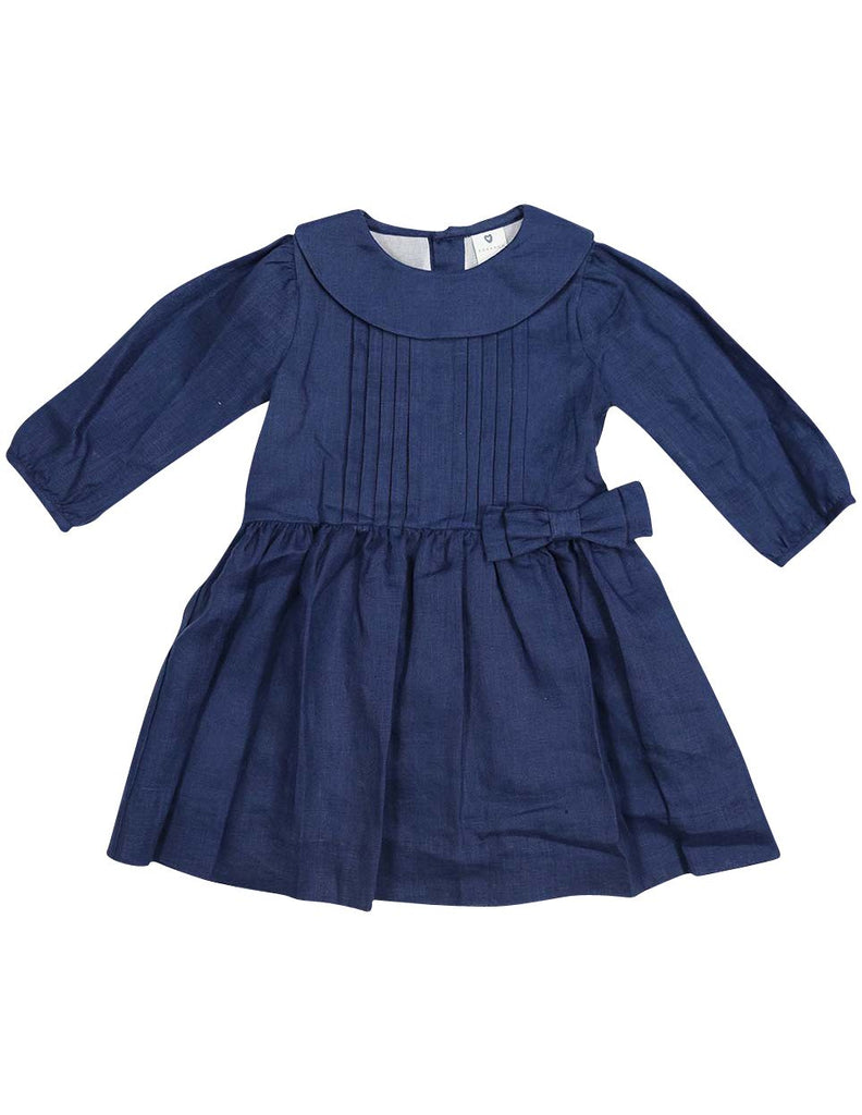 C13027N Vamos Vintage Girls Linen Collared Dress
