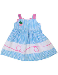 A1214A Seersucker Strawberry Dress-Dress-Korango_Australia-Kids_Fashion-Children's_Wear