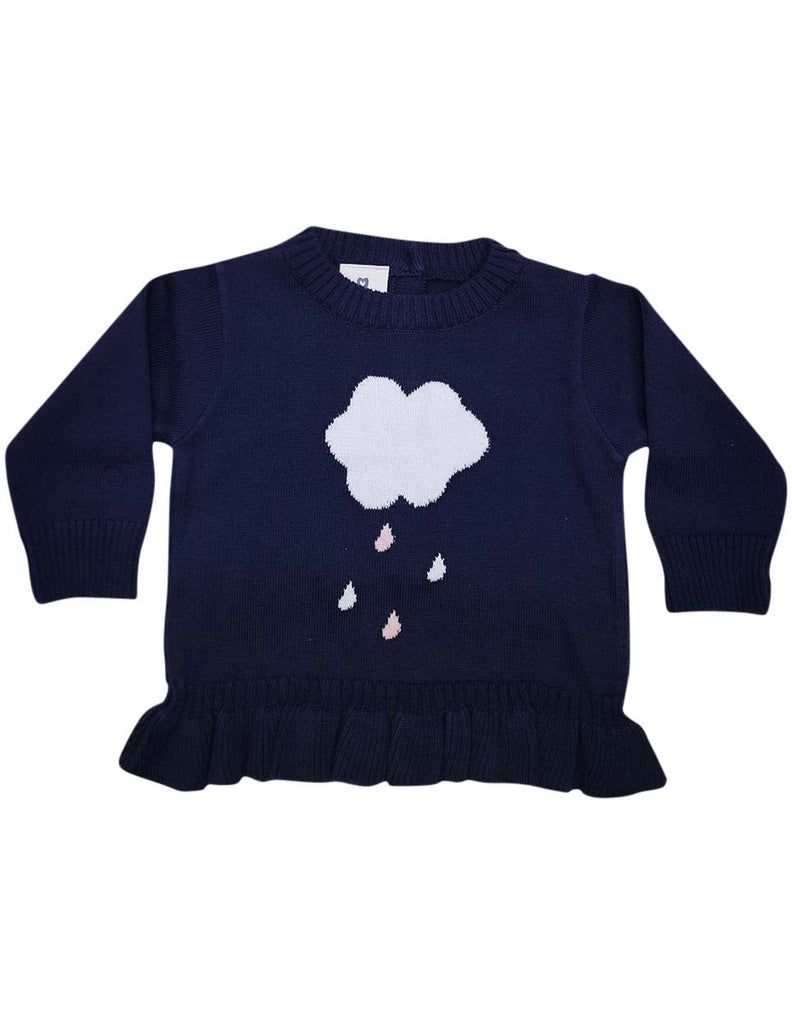 A1307N Raindrops Knit Sweater with Frill