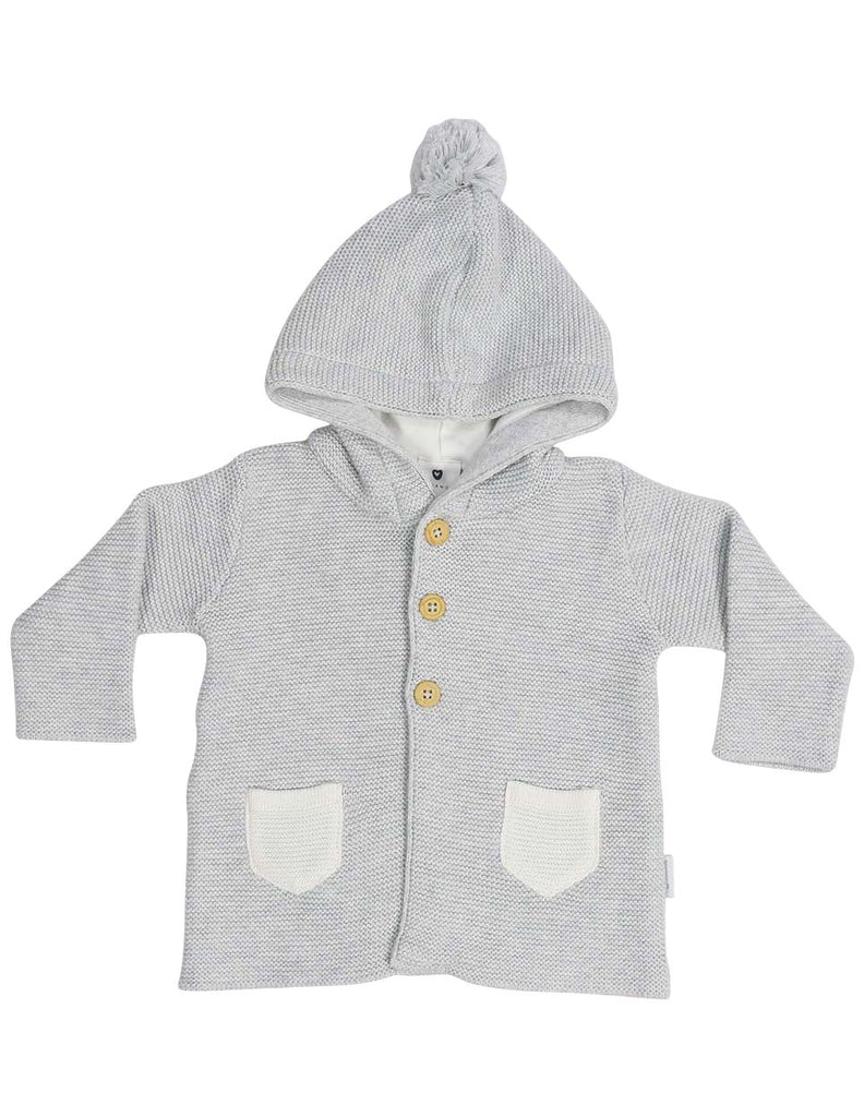 B13024G  Baa Baa White Sheep Hooded Knit Jacket with Contrast Pocket