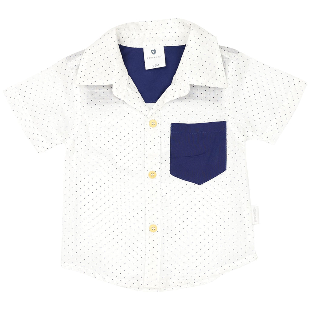 C1407W Smart Style White Shirt Polkadots