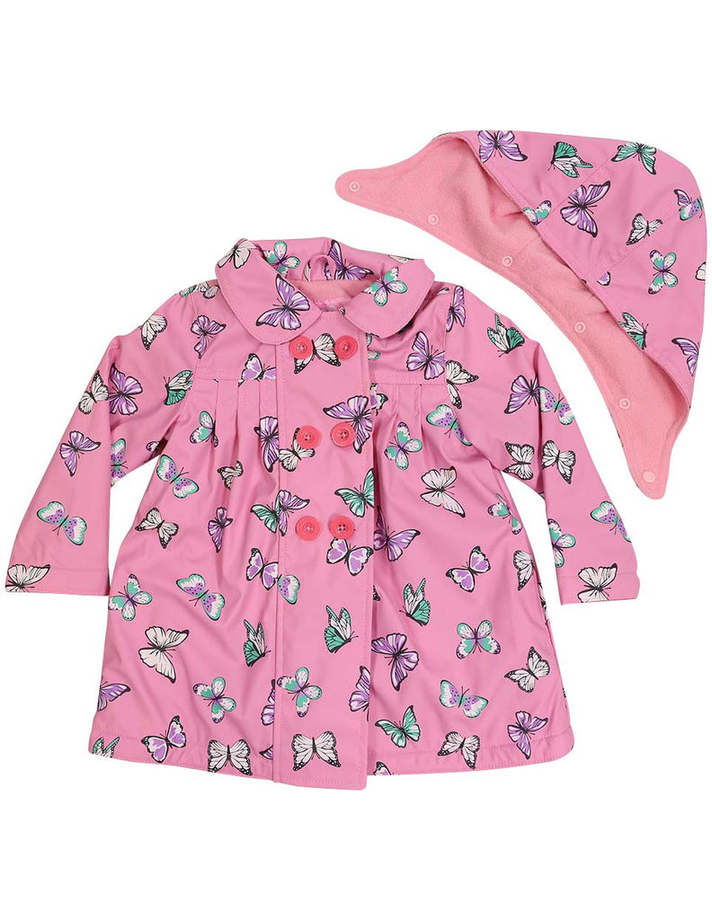 A1341P Rainwear Raincoat Butterfly Print Polar Fleece Lined