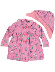 A1341P Rainwear Raincoat Butterfly Print Polar Fleece Lined