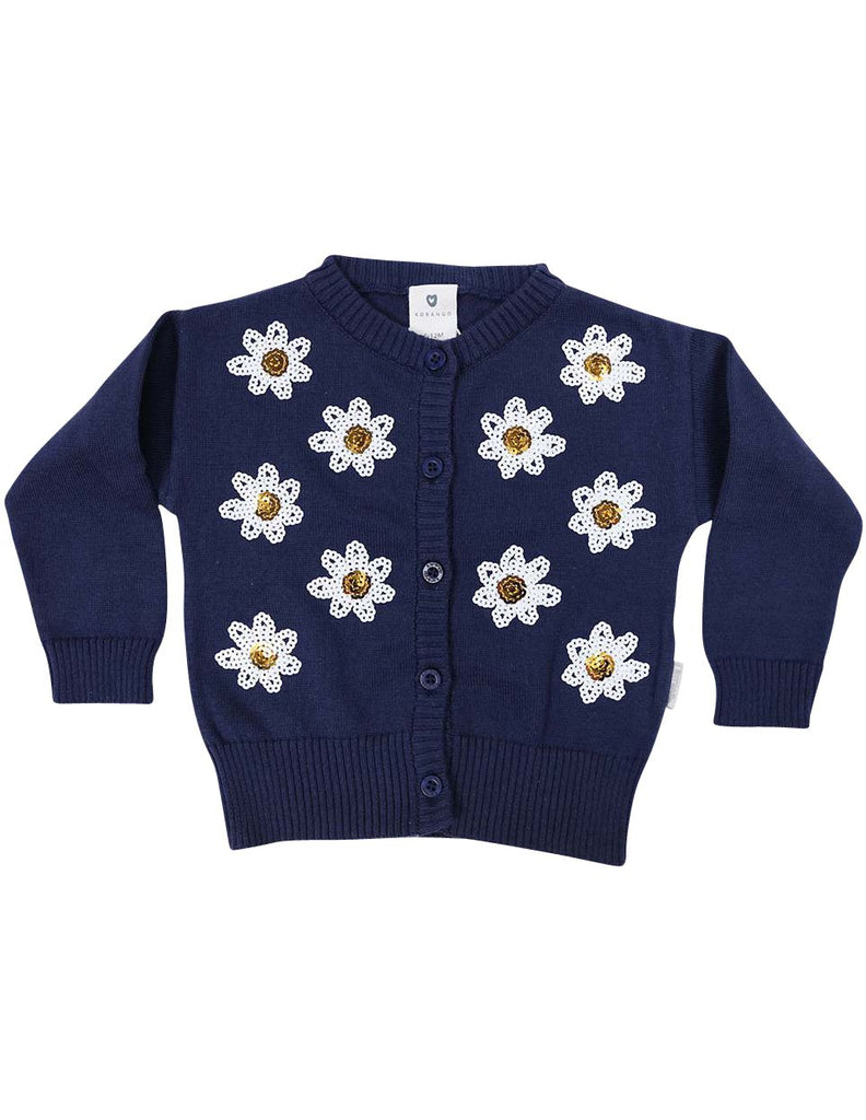 A1246N Daisy Sequence Cardigan-Cardigans/Jackets/Sweaters-Korango_Australia-Kids_Fashion-Children's_Wear