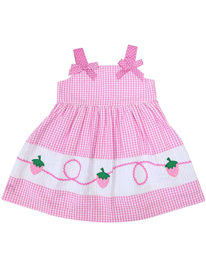 A1214P Seersucker Strawberry Dress-Dress-Korango_Australia-Kids_Fashion-Children's_Wear