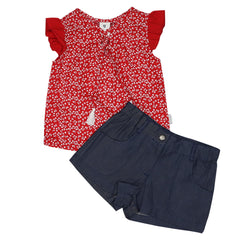 A1423R Cherries Blouse and Short Set