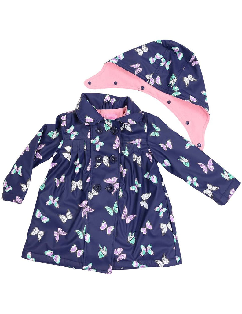 A1341N Rainwear Raincoat Butterfly Print Polar Fleece Lined