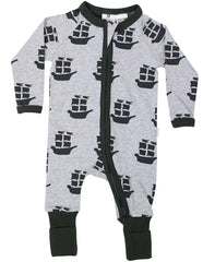 B1201C Pirate Ships Long Sleeve Romper-All In Ones-Korango_Australia-Kids_Fashion-Children's_Wear
