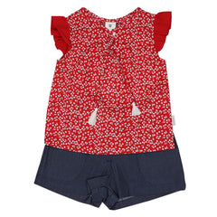 A1423R Cherries Blouse and Short Set