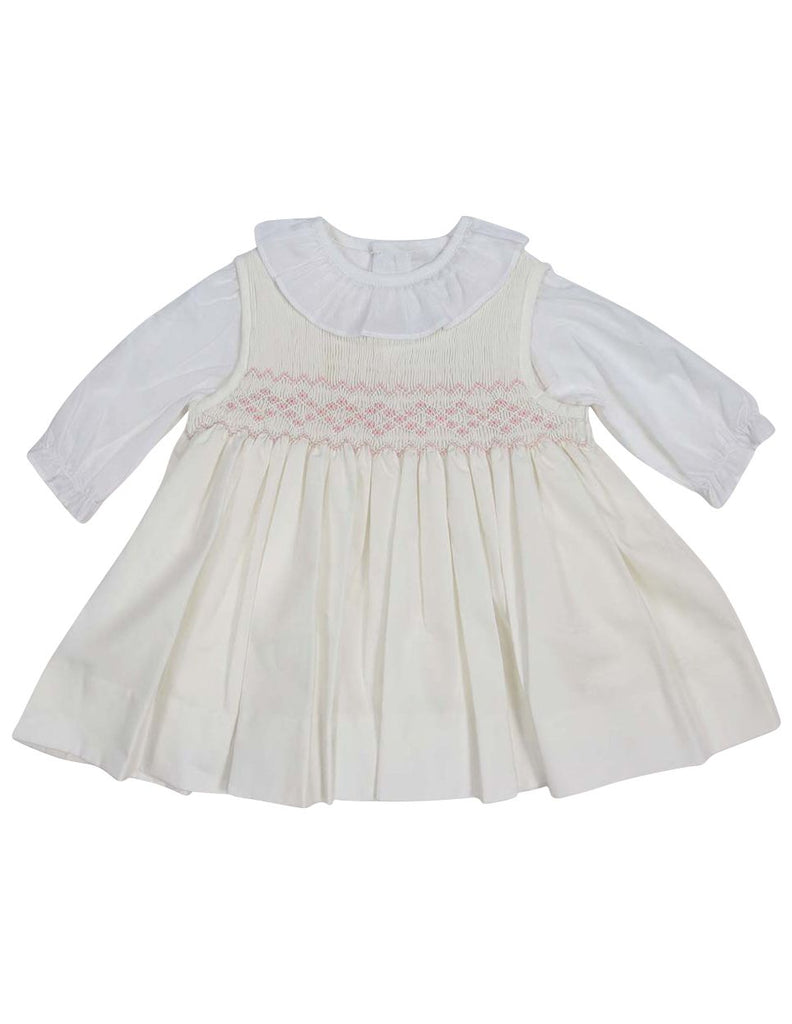 C13004I Timeless Hand Smocked/Embroidered Cotton Twill Dress & Blouse
