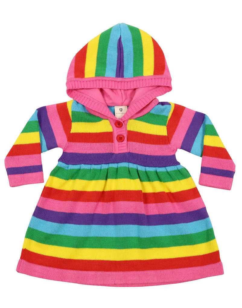 A9030 Stripes Knit Hooded Dress-Dresses-Korango_Australia-Kids_Fashion-Children's_Wear
