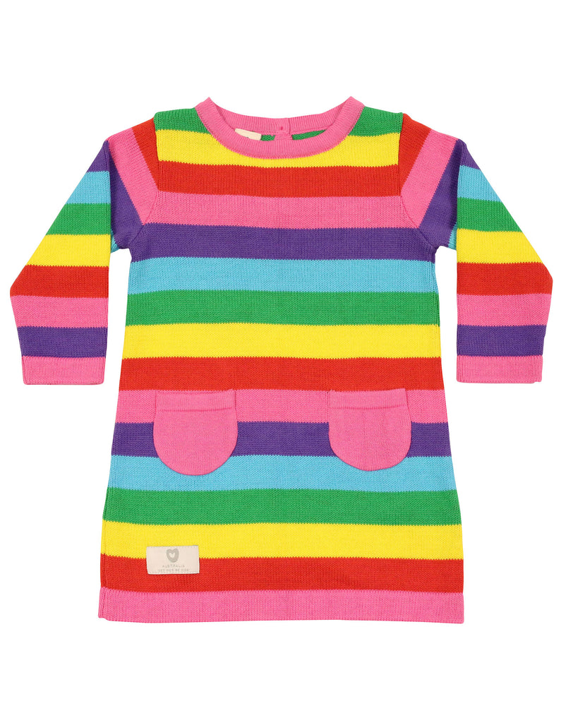 A9032S Stripes A-line Knit dress-Dresses-Korango_Australia-Kids_Fashion-Children's_Wear