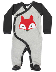 B1101 Mr Fox Long Sleeve Romper-All in Ones-Korango_Australia-Kids_Fashion-Children's_Wear