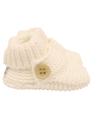 C7023W Knitted Booties Button Bootie-Accessories-Korango_Australia-Kids_Fashion-Children's_Wear