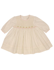 C9003 Rosettes Twill Smocked Dress-Dresses-Korango_Australia-Kids_Fashion-Children's_Wear