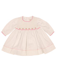C9003 Rosettes Twill Smocked Dress-Dresses-Korango_Australia-Kids_Fashion-Children's_Wear