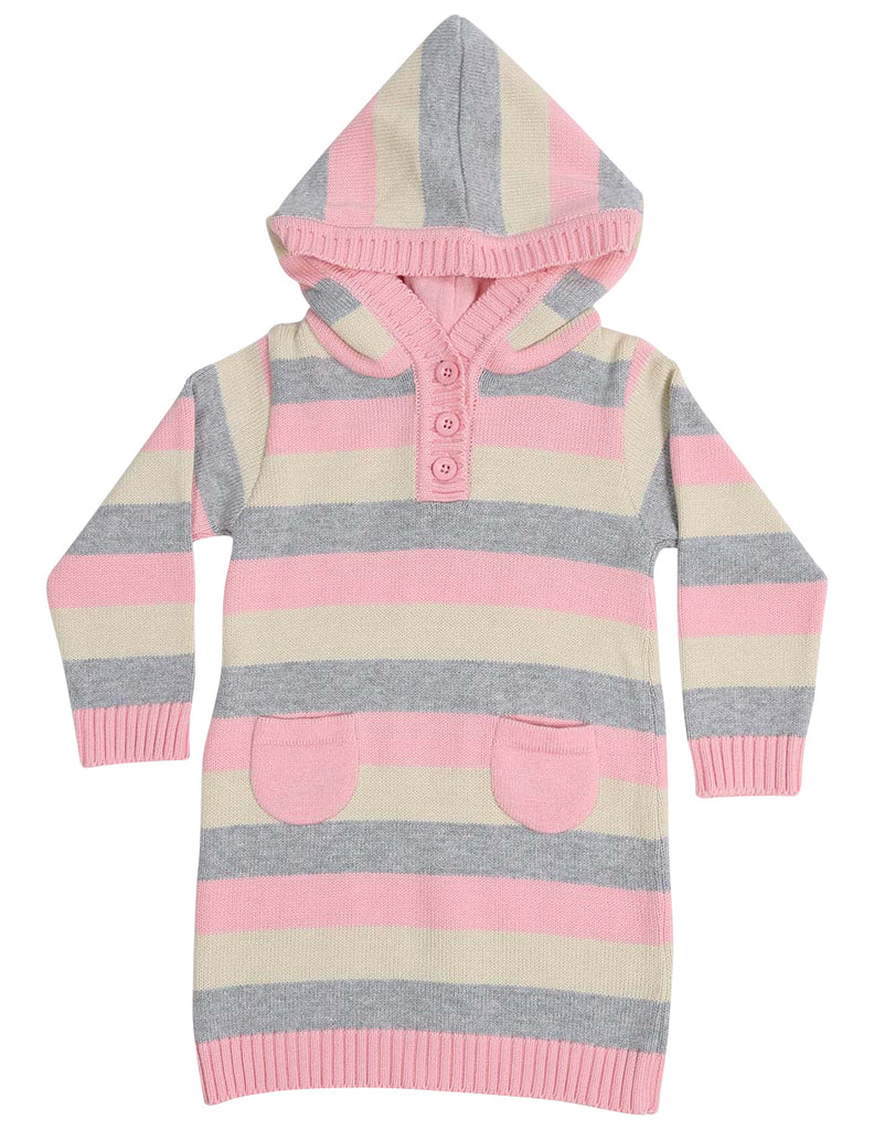 A1323B Clouds Stripe Hooded Knit Dress