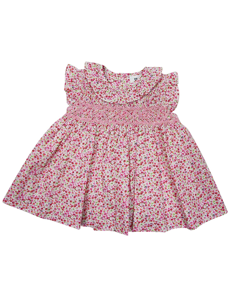 A1447F Flowers Floral Hand Smocked Dress