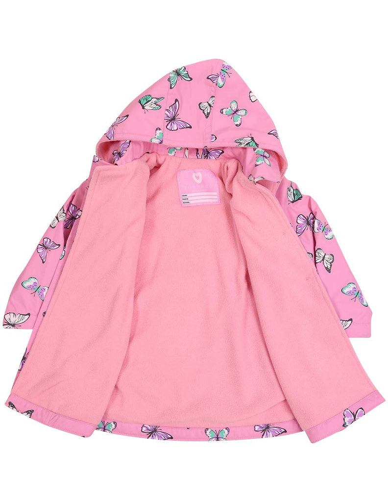 A1341P Rainwear Raincoat Butterfly Print Polar Fleece Lined