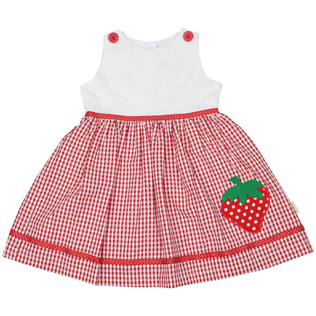 A1441R Strawberry Seersucker Dress