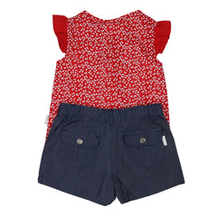 A1423R Cherries Blouse and Short Set