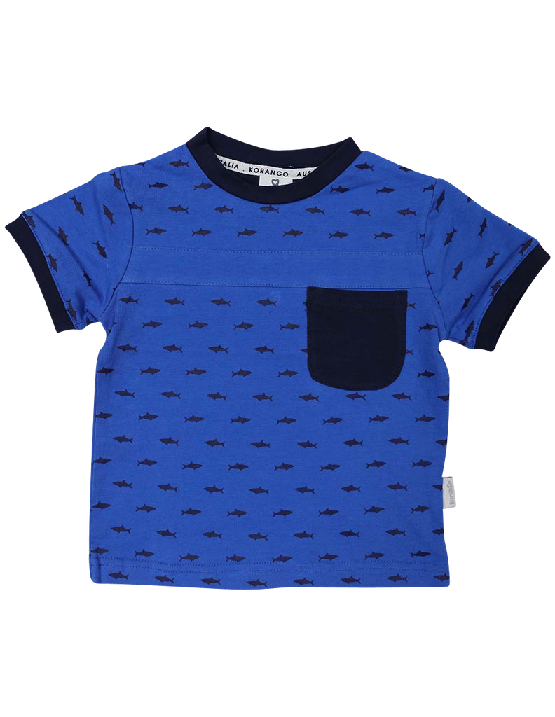 A1223B Shark Tee-Tops-Korango_Australia-Kids_Fashion-Children's_Wear