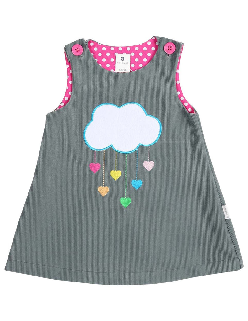 A1355G Standing out from the Crowd Clouds and Hearts Lined Cord Pinafore