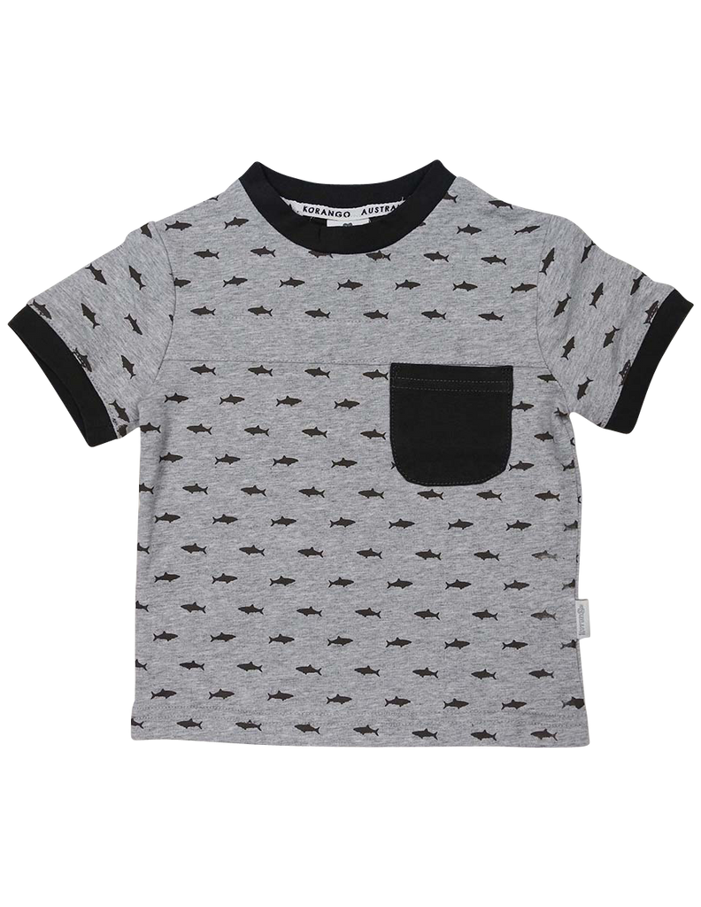 A1223C Shark Tee-Tops-Korango_Australia-Kids_Fashion-Children's_Wear