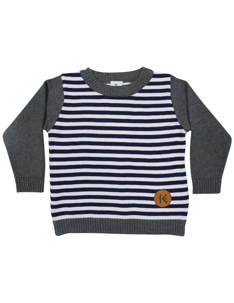 A1414C Fighter Jet Striped Sweater