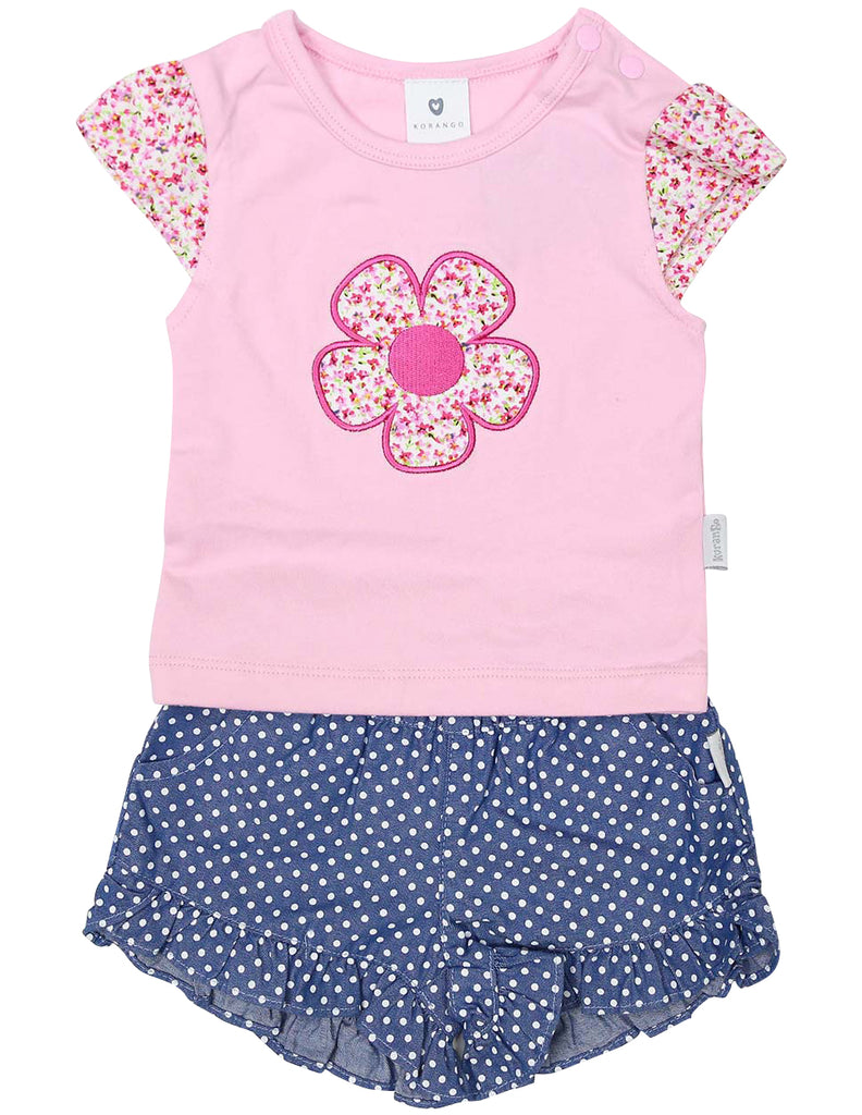 A1409P Flowers Flower Top and Short Set