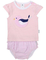 B1423P Chirpy Bird Tee & Frill Pant